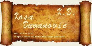 Kosa Dumanović vizit kartica